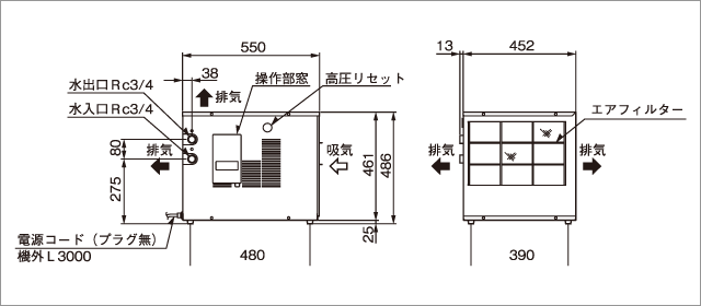 CWS-8DC｜製品データ｜冷水チラー「瞬冷君」｜高鮮度管理機器